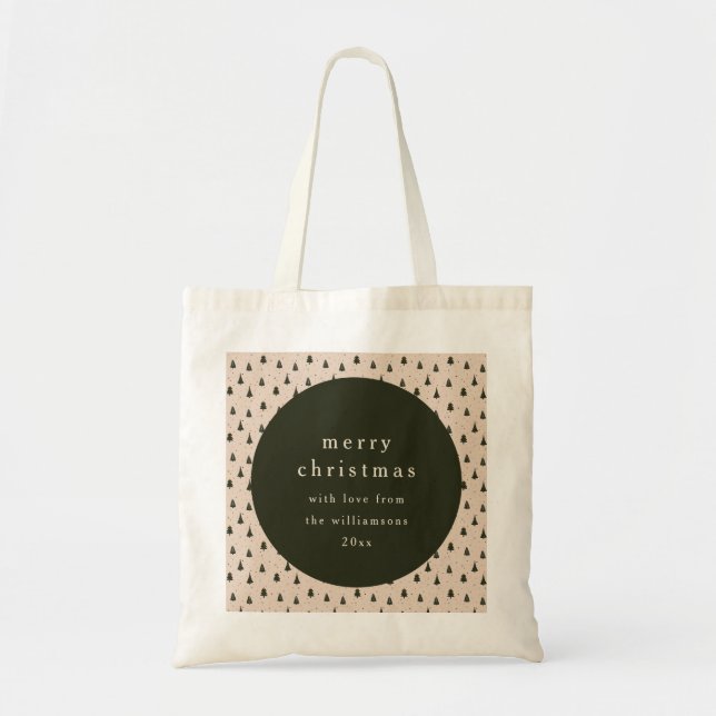Bolsa Tote Árvores de Natal Verdes da Floresta Rústica Presen (Frente)
