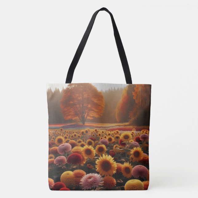 Bolsa Tote Árvores de outono/campo com mães (Frente)