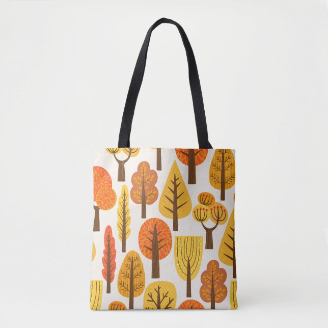 Bolsa Tote Árvores de outono, padrão perfeito. (Frente)