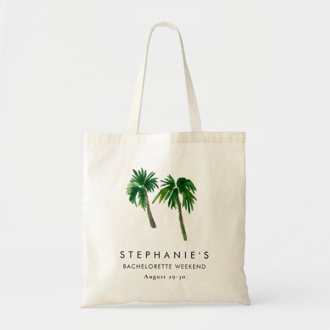 Bolsa Tote Árvores de Palmeiras Tropicais Aquarela Despedida  (Frente)