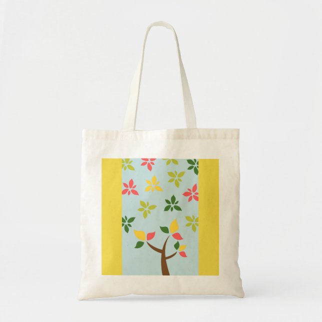 Bolsa Tote Árvores e flores coloridas estilizadas (Frente)