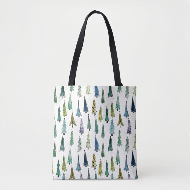 Bolsa Tote Árvores Evergreen Feriadas de inverno (Frente)