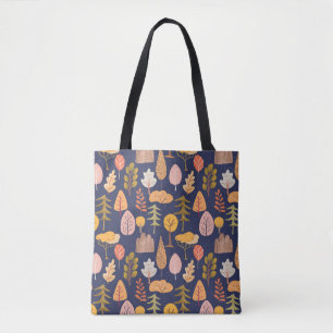 Bolsa Tote Árvores Multicolores: Vintagem de outono de Médio