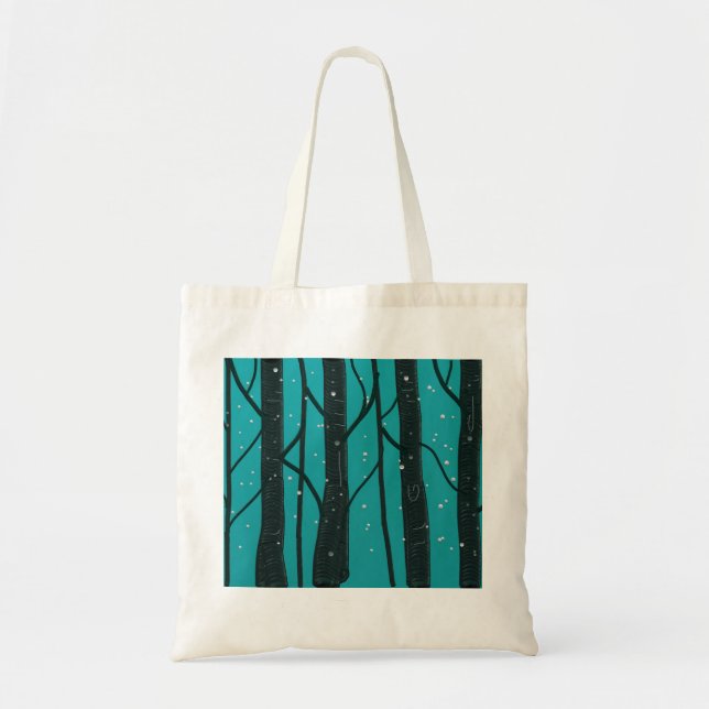 Bolsa Tote Árvores pretas da sacola azuis (Frente)