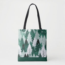 Bolsa Tote Árvores Sempre Verdes Floresta de Inverno Neve Mon