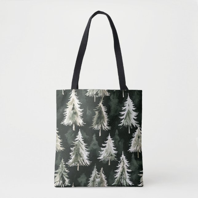 Bolsa Tote Árvores Verdes de Natal (Frente)