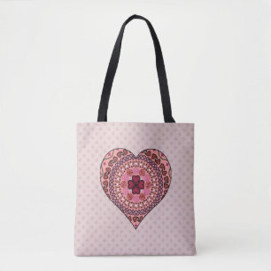Bolsa Tote As camadas do saco All-Over-Impressão do coraçã