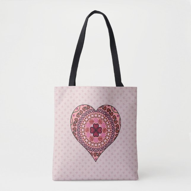 Bolsa Tote As camadas do saco All-Over-Impressão do coração (Frente)
