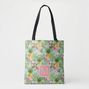 Bolsa Tote As flores & os abacaxis tropicais adicionam sua