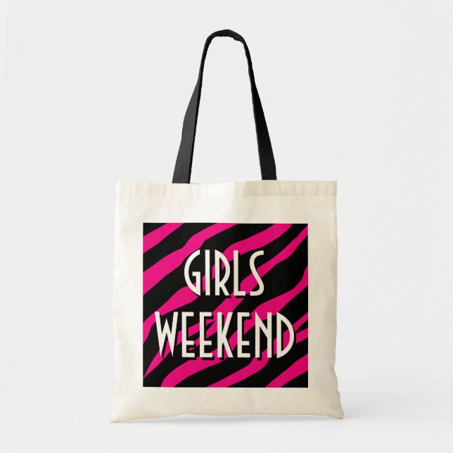 Bolsa Tote As meninas weekend a sacola impressão cor-de-rosa (Frente)