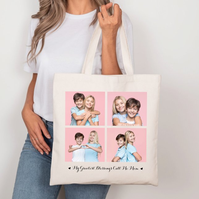 Bolsa Tote As Minhas Maiores Bênçãos Chamam-Me Mãe 4 Foto (Criador carregado)