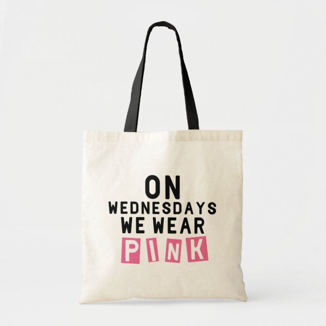 Bolsa Tote Às quartas-feiras Vestimos Saco Rosa (Frente)