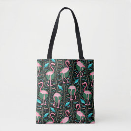 Bolsa Tote As samambaias dos pássaros 20s Deco do flamingo