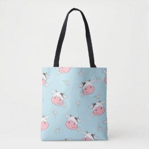Bolsa Tote As vacas bonitas têm um padrão perfeito. Vintage
