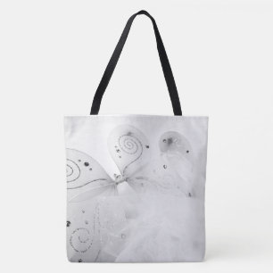 Bolsa Tote Asas Fadas Pretas e Brancas e um Tutu Grande