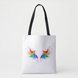 Bolsa Tote Asas Fluffy Rainbow