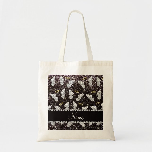 Bolsa Tote Asas pretas conhecidas feitas sob encomenda do (Frente)