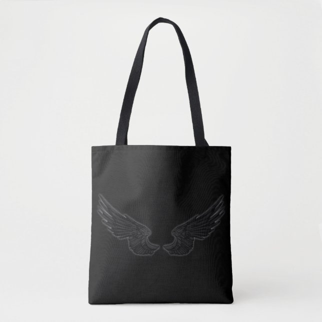Bolsa Tote Asas pretas do anjo de Falln (Frente)