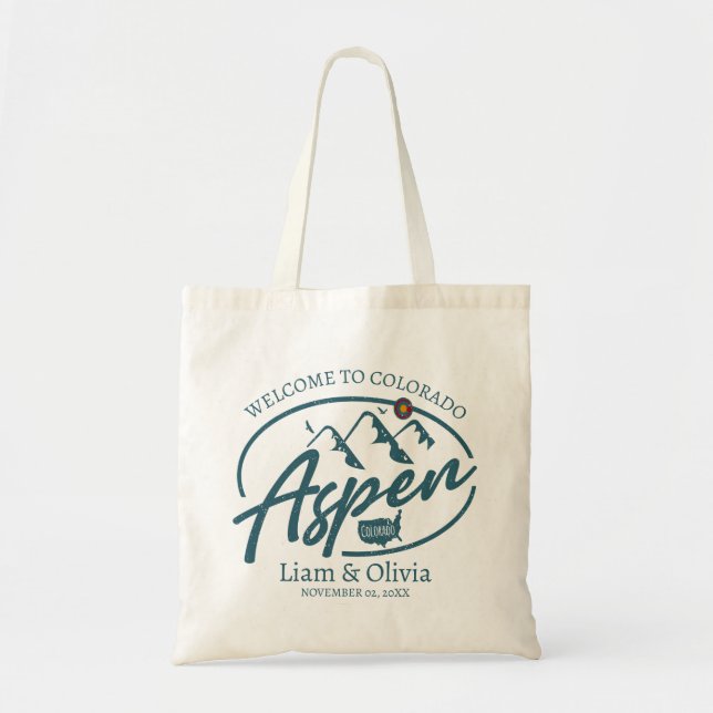Bolsa Tote Aspen Colorado Wedding Welcome (Frente)