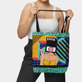 Bolsa Tote Assistente de Pop de Arte do Cabeçalho do Cartão S