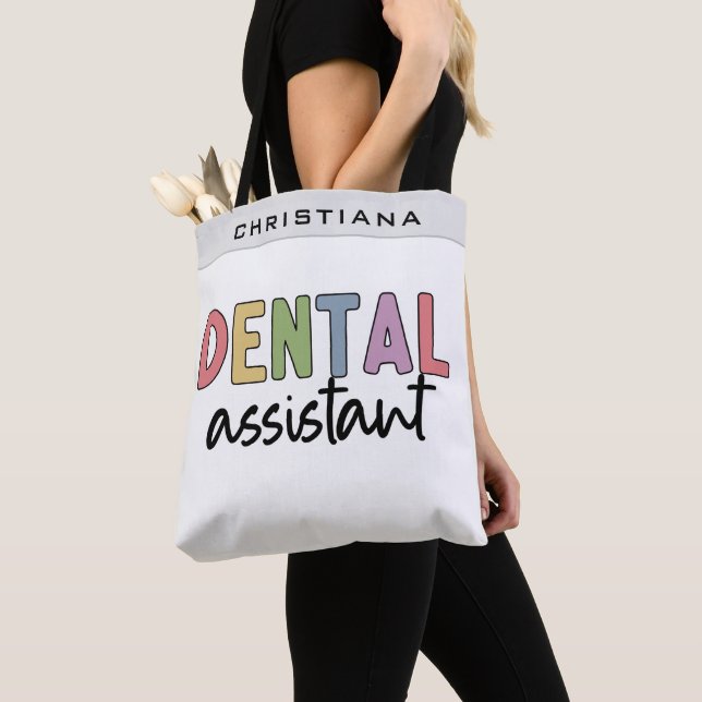 Bolsa Tote Assistente Dental de Nome Personalizado (Close Up)