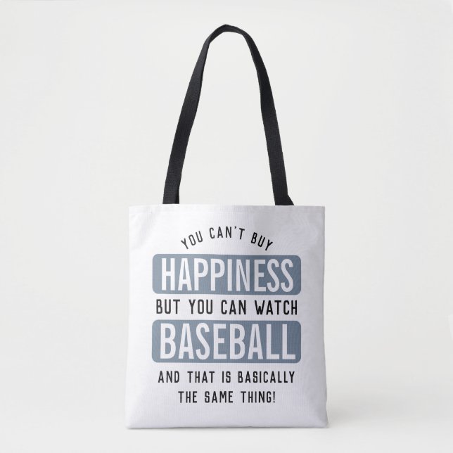 Bolsa Tote Assistir Baseball é Felicidade Beisebol Engraçado (Frente)