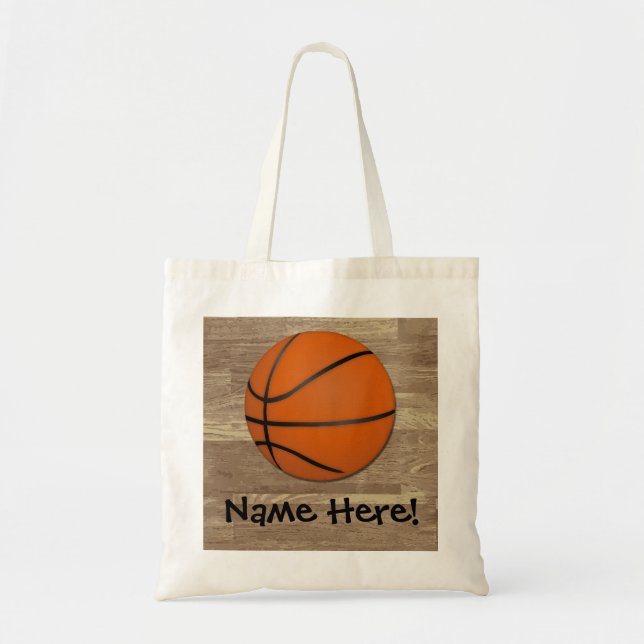 Bolsa Tote Assoalho personalizado da madeira do basquetebol (Frente)