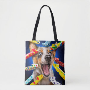 Bolsa Tote Assopradores de Festa de Cachorro Feliz