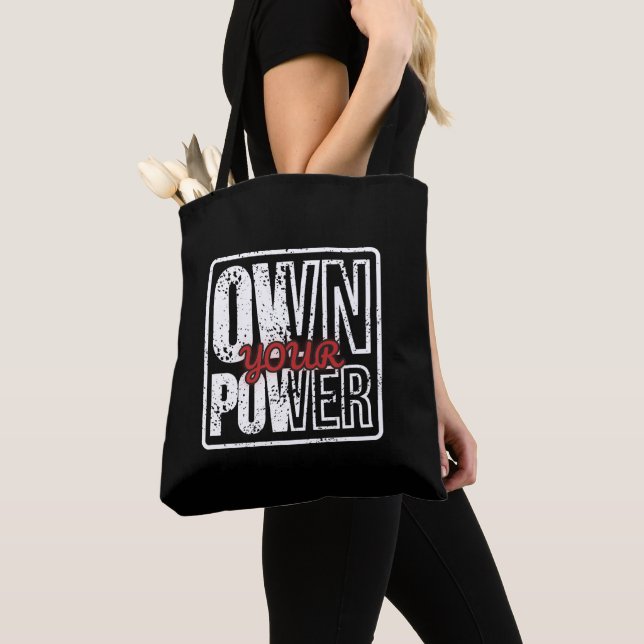 Bolsa Tote Assuma Seu Poder – Design de Citação Motivacional  (Close Up)