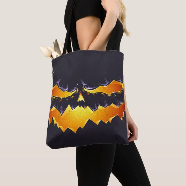 Bolsa Tote Assustador Black Jack O'lantern (Close Up)