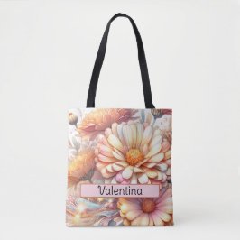 Bolsa Tote Aster de Flor de Nascimento Personalizado em Setem