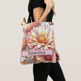 Bolsa Tote Aster de Flor de Nascimento Personalizado em Setem