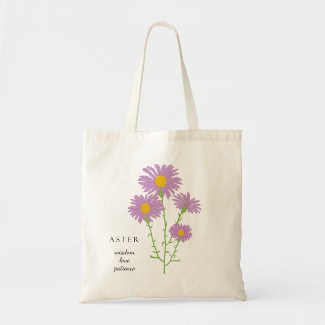 Bolsa Tote Aster Setembro Bag Flor Mês (Frente)