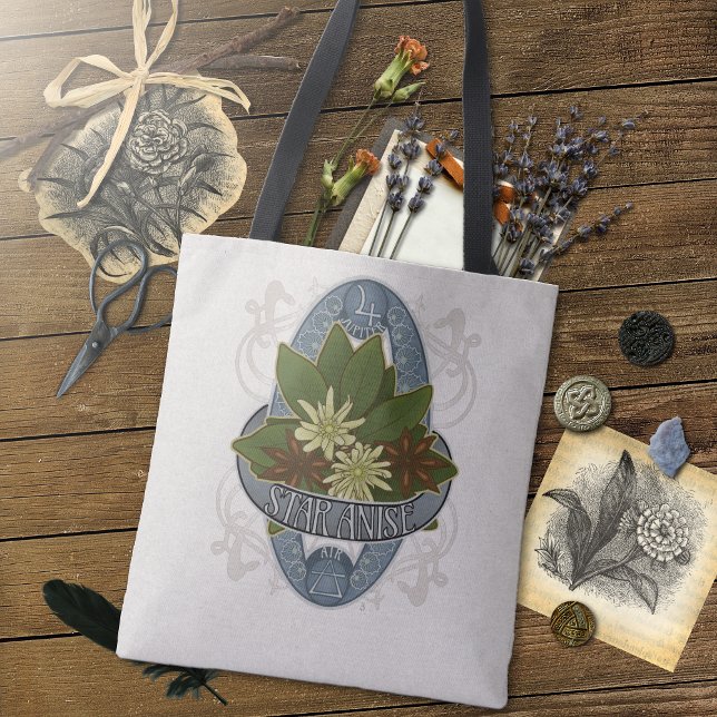 Bolsa Tote Astrologia da Flor e Magia - Anise das Estrelas (An Enchanting Bag for All Your Witchy Stuff. - Flower Astrology and Magic - Star Anise Tote Bag)