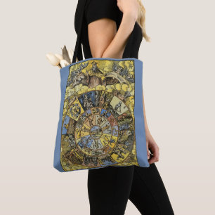 Bolsa Tote Astrologia Vintage, Roda do Zodíaco do Renasciment