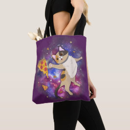 Bolsa Tote Astronauta de Gatinhos do Espaço Astronauta Pizza