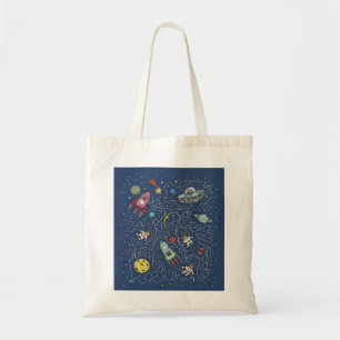 Bolsa Tote Astronauta do Cat. Rocket Maze Quebra-cabeça Mist