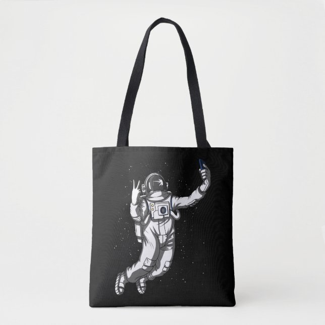 Bolsa Tote Astronauta Espacial Engraçado Selfie Galáxia Cósmi (Frente)