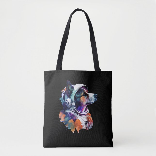 Bolsa Tote Astronauta Espaço de Cachorro Fresco para Crianças (Frente)
