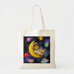 Bolsa Tote Astronauta Gato Dormindo na Lua
