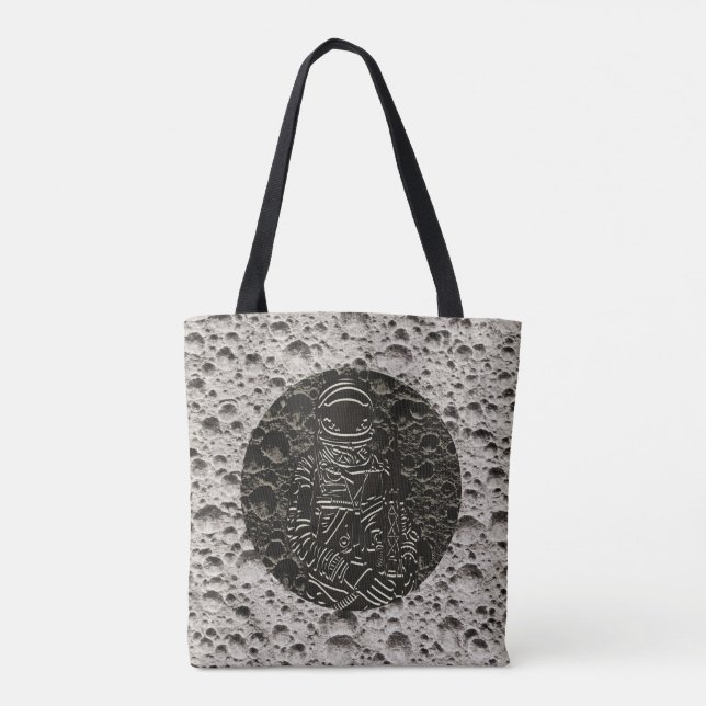 Bolsa Tote Astronauta na Lua Espaço Preto e Cinza (Verso)
