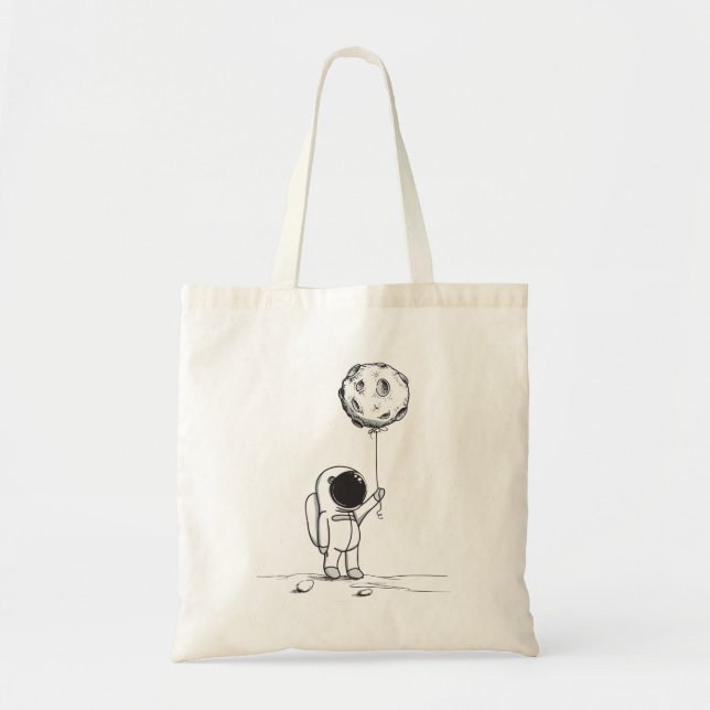 Bolsa Tote Astronauta no espaço com balão da lua cosmos estre (Frente)