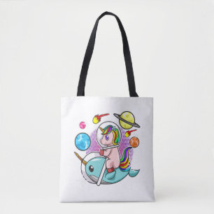 Bolsa Tote Astronauta Unicórnio Andando Estreito Universo Esp