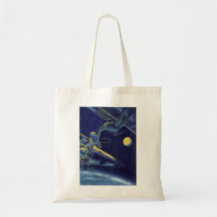 Bolsa Tote Astronautas de Ficção Científica Vintage no Espaço