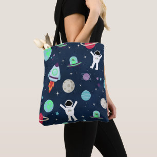 Bolsa Tote Astronautas Planetas Foguetes e Alienígenas