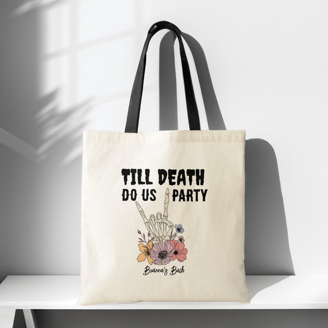 Bolsa Tote Até que a morte nos separe, brindes para despedida (Till death do us party bachelorette party favors personalized tote bag bridesmaids gifts)