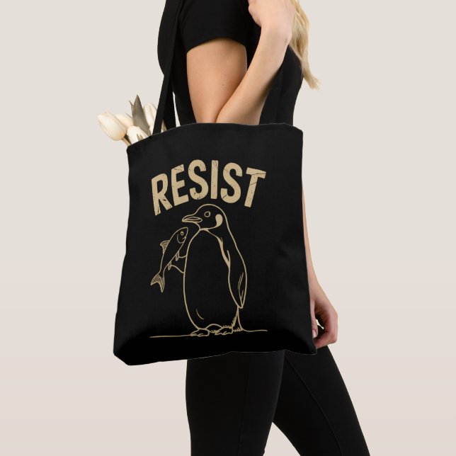Bolsa Tote Ativismo de Resistência de Pinguins Protesto Vinta (Close Up)
