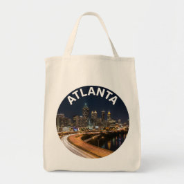 Bolsa Tote Atlanta Georgia Skyline, Night City Lights Souveni