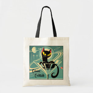 Bolsa Tote Atomic Futuristic Space Age Black Cat Martini