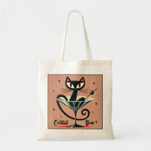 Bolsa Tote Atomic Futuristic Space Age Black Cat Martini